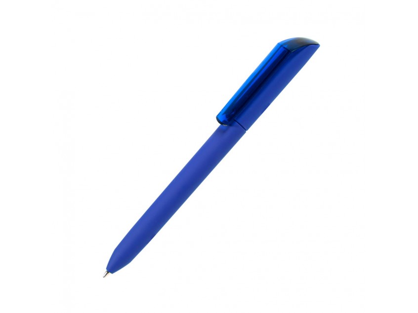 Ручка шариковая FLOW PURE c покрытием soft touch и прозрачным клипом, Синий
