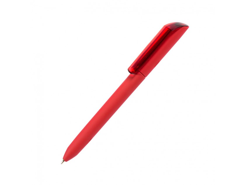 Ручка шариковая FLOW PURE c покрытием soft touch и прозрачным клипом, Красный