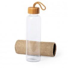 Бутылка для воды KASFOL, стекло, бамбук, 500 мл, бежевый