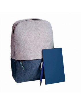 Подарочный набор READYPACK: рюкзак,  ручка, блокнот, синий, серый, синий