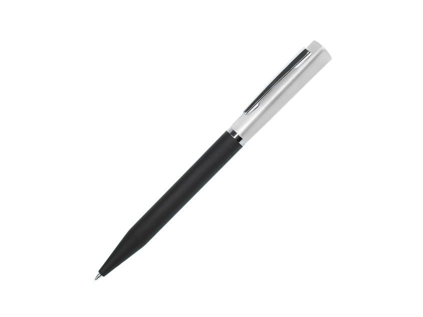 Ручка шариковая M1, пластик, металл, покрытие soft touch, серебристый, черный