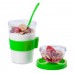 Контейнер для еды YOPLAT с ложкой, пластик, Зеленый (Pantone 334C)