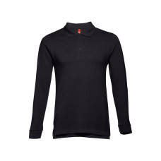 Рубашка-поло мужская BERN, д/р, чёрный, 2XL, 100% хлопок, плотность 210 г/м2, Черный