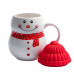 Кружка SNOWMAN с крышкой, белый, красный
