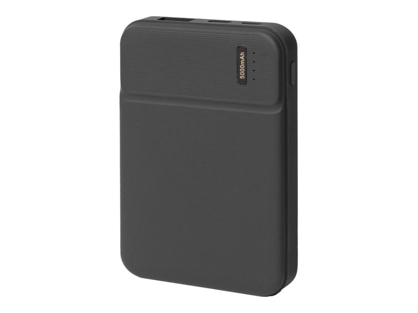 Универсальный аккумулятор Flash 5 (5000 мАч) с подсветкой и soft touch, черный, 9,8х6.3х1,3 см
