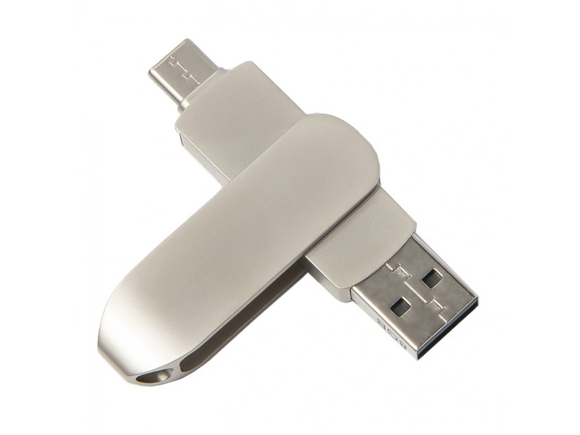 USB flash-карта CIRCLE OTG Type-C (8Гб), серебристая, 6,5х1,5х0,82 см, металл, серебристый