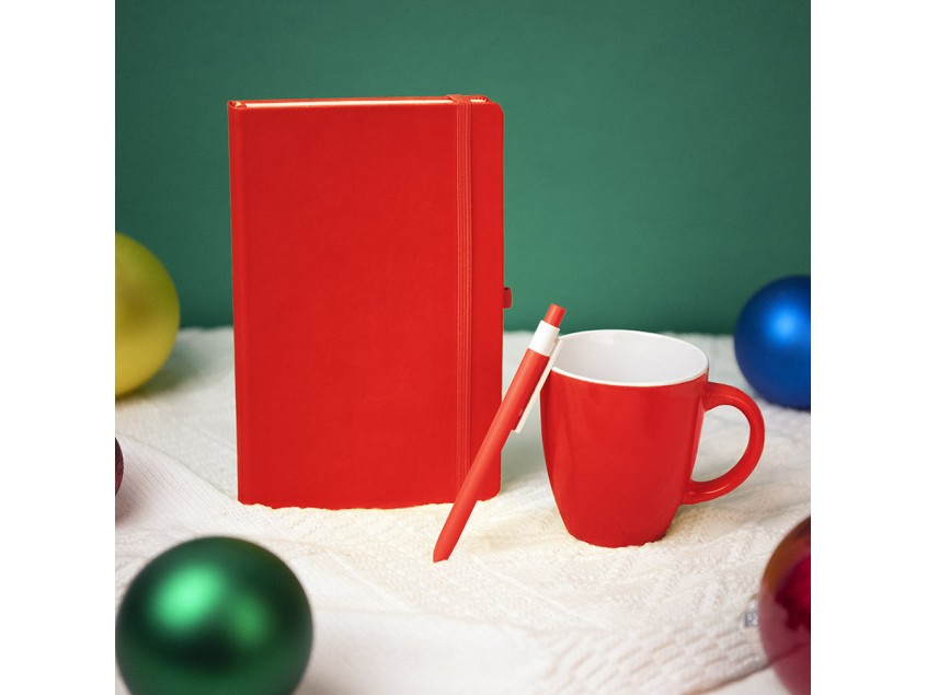 Подарочный набор HAPPINESS: блокнот, ручка, кружка, красный, Белый
