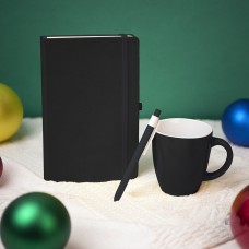 Подарочный набор HAPPINESS: блокнот, ручка, кружка, чёрный, Белый
