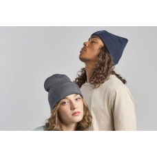 Шапка вязаная  двойная Wind-S с патчем, Темно-синий