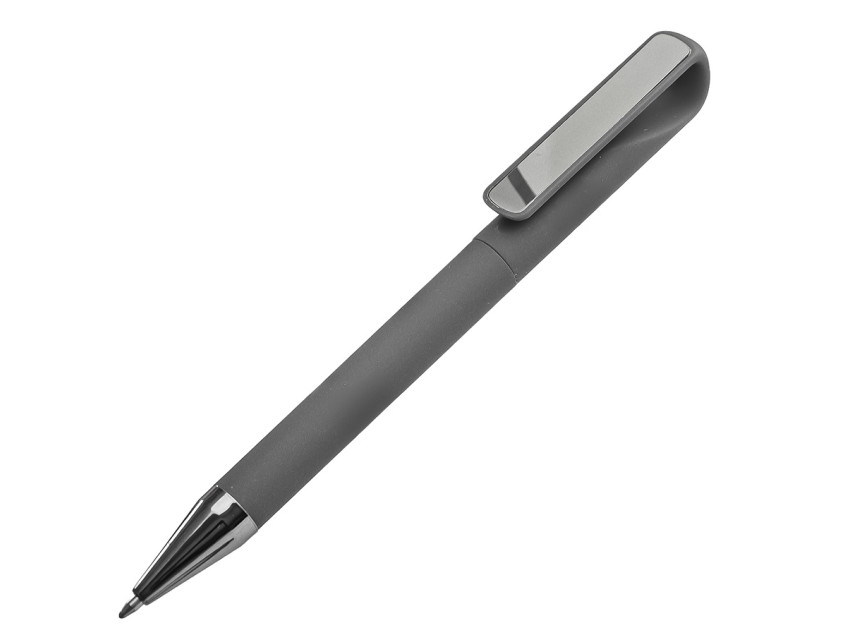 Ручка шариковая GLOSSY GUN с покрытием soft touch, серый, серебристый