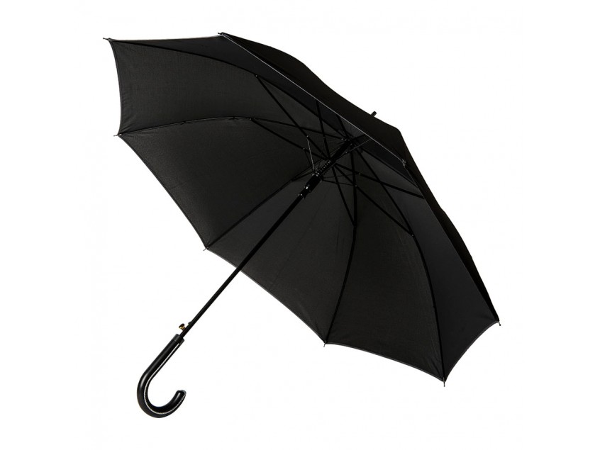 Зонт-трость OXFORD, ручка из искусственной кожи, полуавтомат, Черный