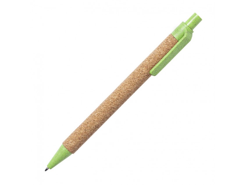 Ручка шариковая YARDEN, зеленый, натуральная пробка, пшеничная солома, ABS пластик, 13,7 см, Зеленый