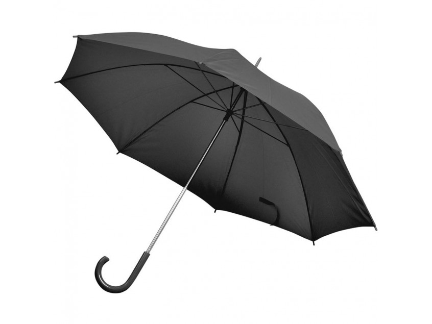 Зонт-трость с пластиковой ручкой, механический, Черный