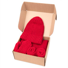 Шапка бини вязаная НАСВЯЗИ©  шерсть/ акрил, красный