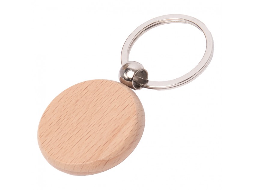 Брелок TIMBER CIRCLE; d = 4 см; дерево; гравировка, бежевый