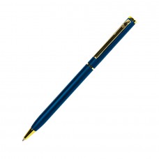 SLIM, ручка шариковая, синий/золотистый, металл, Синий