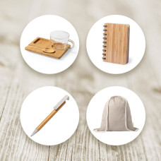 Набор подарочный INBAMBOO: чашка, ложка, подставка, блокнот, ручка, рюкзак, натуральный