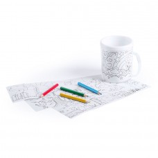 Кружка для раскрашивания с цветными карандашами (4шт) FESIENT, белый