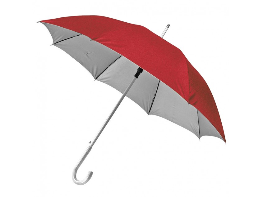 Зонт-трость SILVER, пластиковая ручка, полуавтомат, Красный