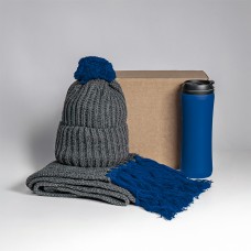 Набор подарочный COLD NIGHT: шарф и шапка, термокружка; синий, Синий