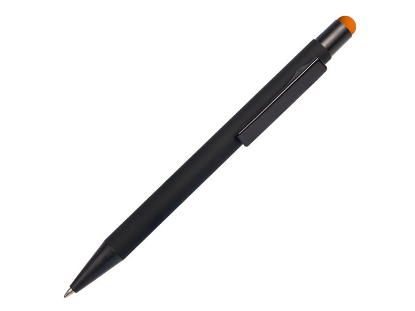 Ручка шариковая FACTOR BLACK со стилусом, черный, оранжевый