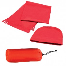 Флисовый набор WINTER шапка и шарф в чехле, Красный