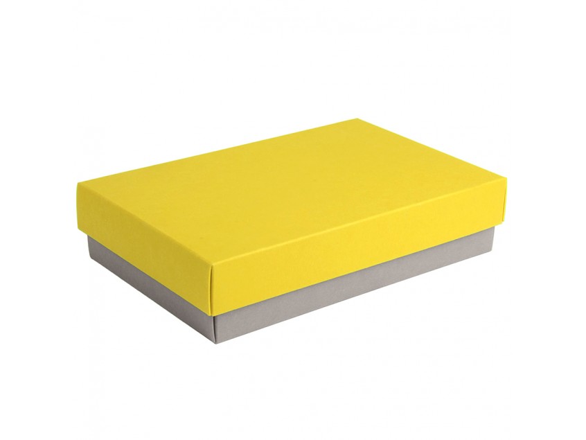 Коробка подарочная CRAFT BOX, 17,5*11,5*4 см, серый, желтый, картон , Серый