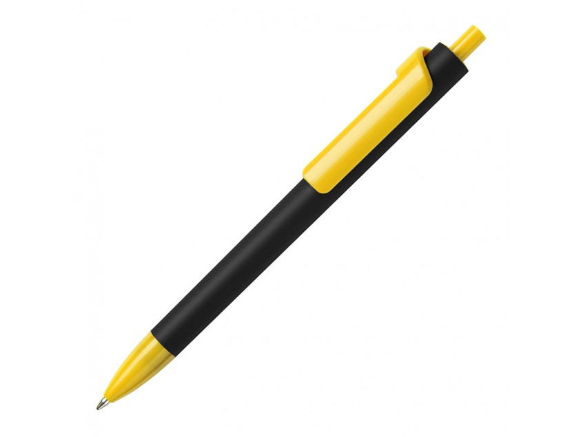 Ручка шариковая FORTE SOFT BLACK, покрытие soft touch, Желтый