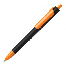 Ручка шариковая FORTE SOFT BLACK, покрытие soft touch, Оранжевый