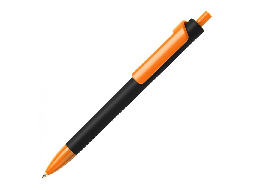 Ручка шариковая FORTE SOFT BLACK, покрытие soft touch, Оранжевый