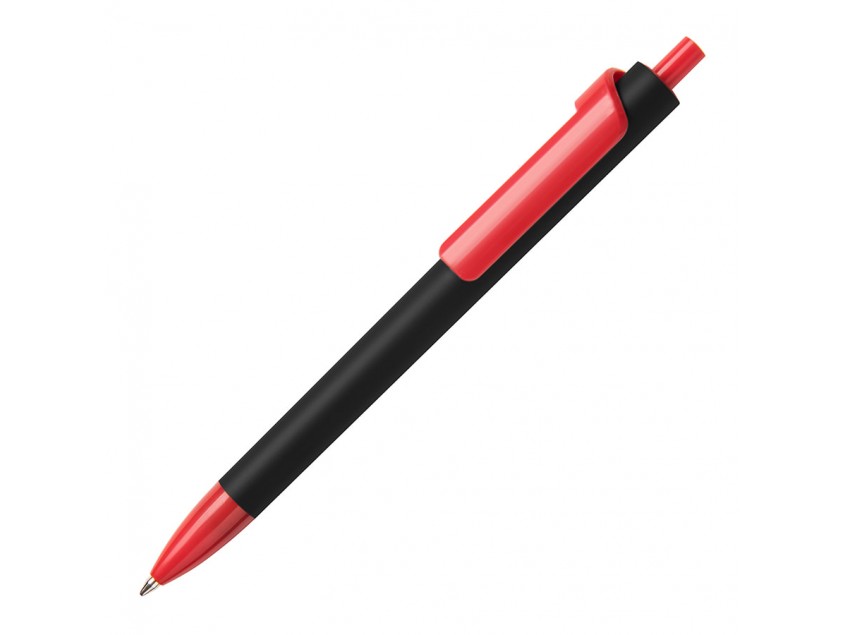 Ручка шариковая FORTE SOFT BLACK, покрытие soft touch, Красный