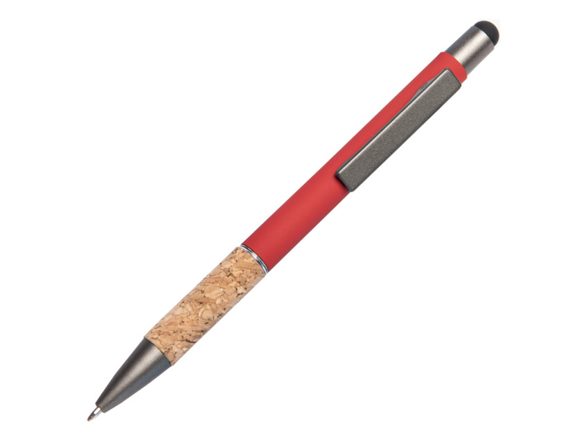 Ручка шариковая FACTOR GRIP со стилусом, красный, серый