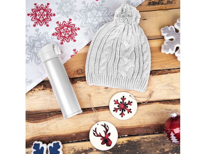 Подарочный набор WINTER TALE: шапка, термос, новогодние украшения, белый, Белый