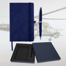 Набор подарочный WARRIORSTYLE: бизнес-блокнот, ручка, коробка подарочная, темно-синий, тёмно-синий