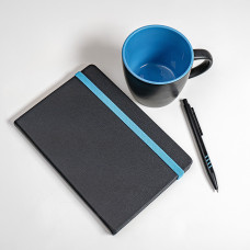 Набор подарочный HYPER: кружка, ежедневник, ручка; черный/голубой, Черный