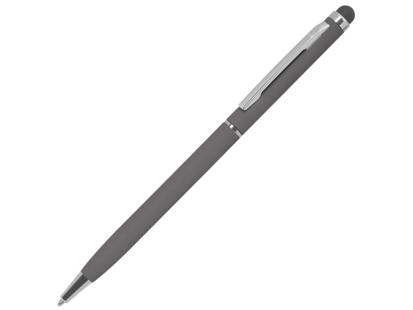 Ручка шариковая со стилусом TOUCHWRITER SOFT, покрытие soft touch, серый, серебристый