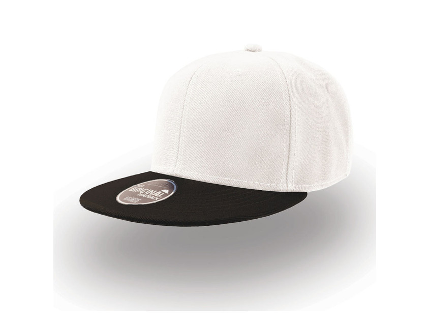 Бейсболка SNAP BACK, 6 клиньев, пластиковая застежка, белый, черный