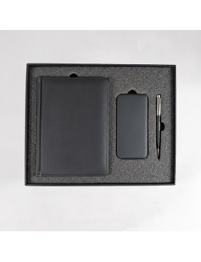 Набор подарочный BLISS: ежедневник, ручка и power bank в коробке  с ложементом, черный
