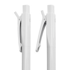 Ручка шариковая N22 с клипом-прищепкой, переработанный пластик, Белый