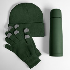 Набор подарочный GET WARM: перчатки, шапка, термос; зеленый, Зеленый