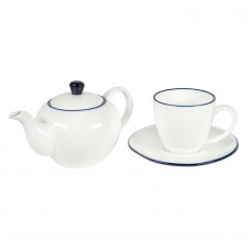 Набор SEAWAVE: чайная пара и чайник в подарочной упаковке, белый, синий