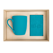 Набор подарочный PROVENCE-2: Универсальный аккумулятор(5000мАh) и кружка; голубой, шт, голубой, бежевый