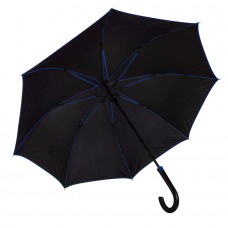 Зонт-трость BACK TO BLACK, пластиковая ручка, полуавтомат, Черный