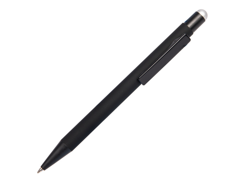 Ручка шариковая FACTOR BLACK со стилусом, черный, серебристый