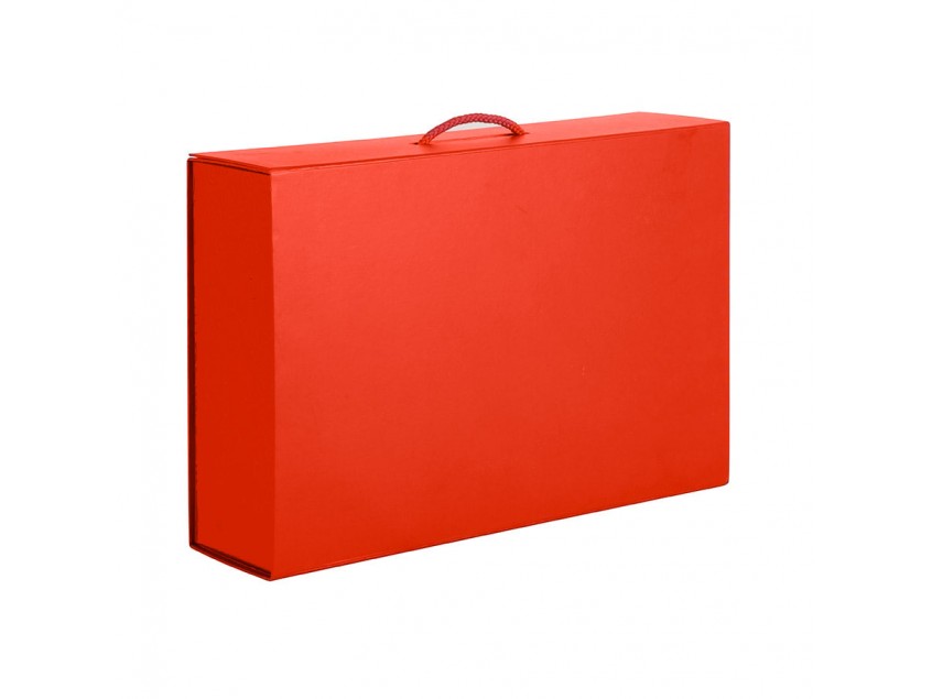 Коробка складная подарочная, 37x25x10cm, кашированный картон, красный, Красный