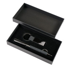 Набор ручка+ брелок COLLISION, черный/темно-серый, металл, пластик, картон, Черный