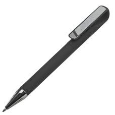 Ручка шариковая GLOSSY GUN с покрытием soft touch, черный, серебристый