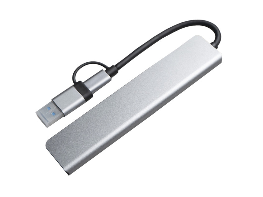 USB-хаб ROOT 8 в 1, серый, алюминий