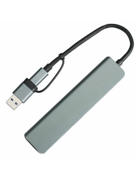 USB-хаб STEM 7 в 1, серый, алюминий