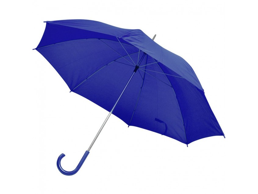 Зонт-трость с пластиковой ручкой, механический, Синий
